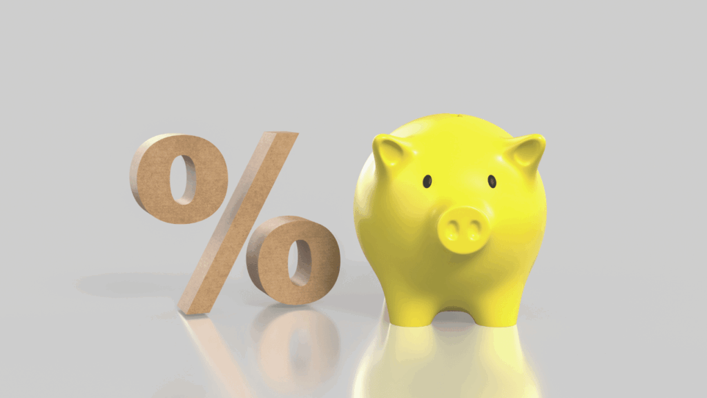 貯金箱と％